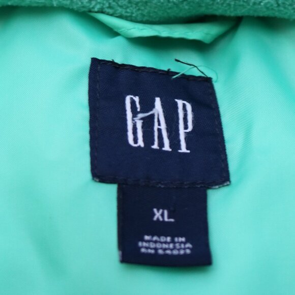 GAP Mint Green Fleece Lined Removable Fur Hood Down Insulated Puffer Vest Sz XL - Picture 11 of 12